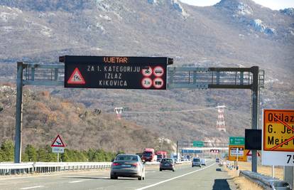 HAK: Zbog vjetra ograničenja i zabrane na autocestama A1 i A6