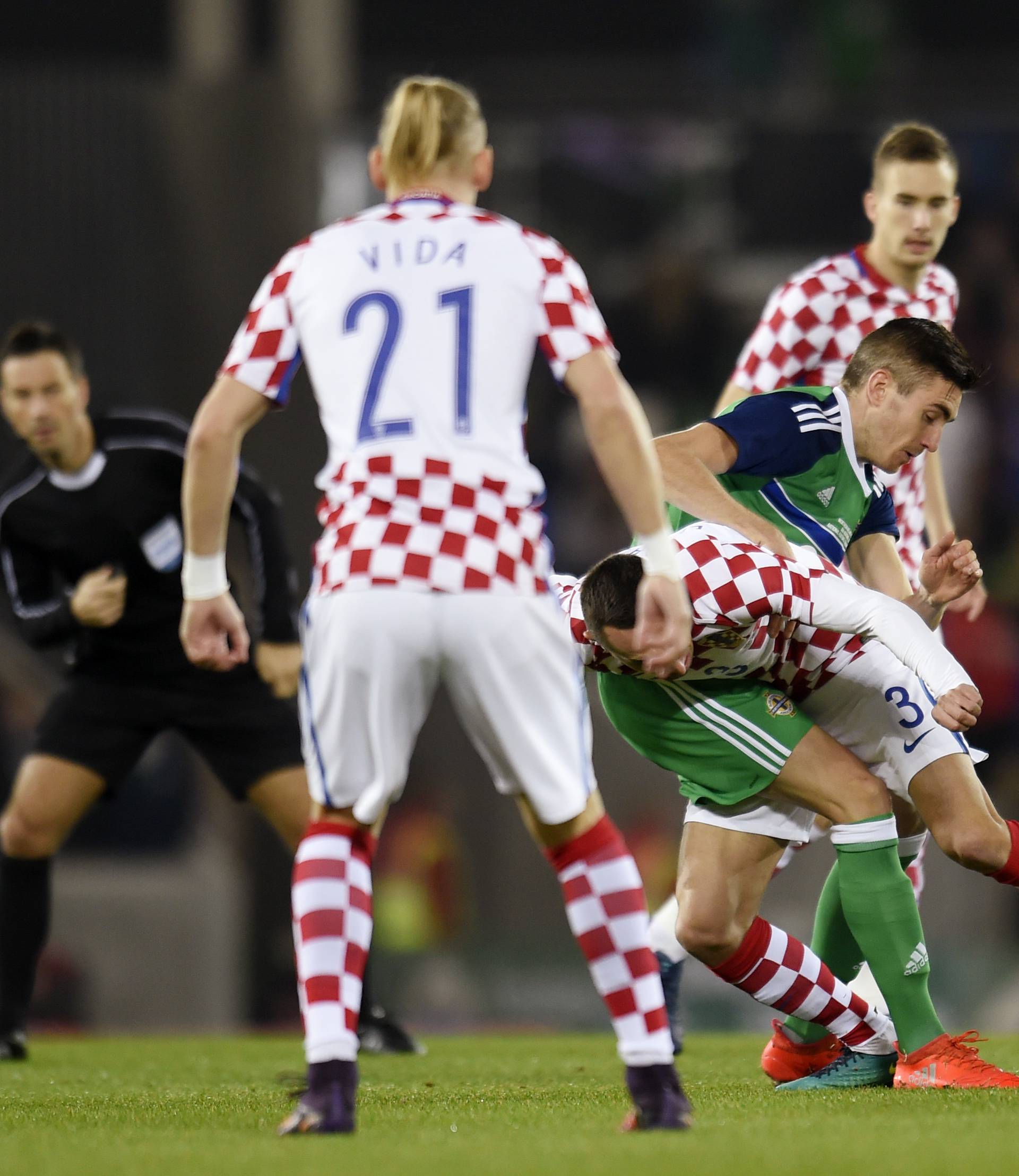 Northern Ireland's Paddy McNair in action with Croatia's Marin Leovac