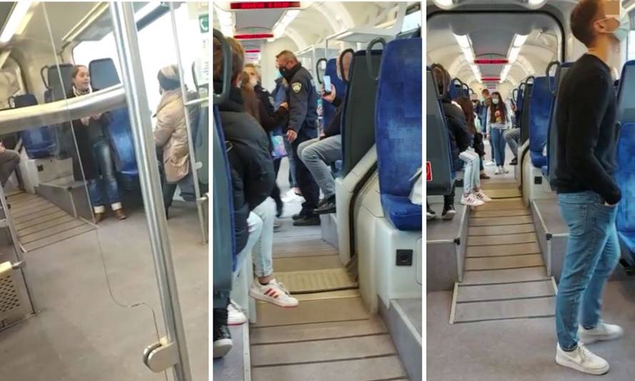 VIDEO Drama u vlaku u Dugom Selu, stigla i policija: 'Stavite tu masku da krenemo, kasnimo!'