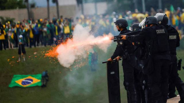 Supporters of Brazil's former President Jair Bolsonaro demonstrate against President Luiz Inacio Lula da Silva, in Brasilia