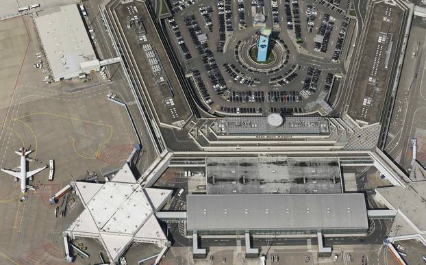 An aerial picture shows the Konrad Adenauer airport of Cologne-Bonn near the North Rhine-Westphalian city of Cologne