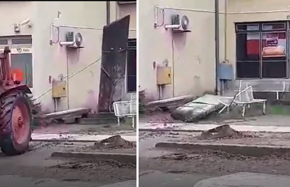 VIDEO Traktorom kod Vukovara srušili su partizanski spomenik