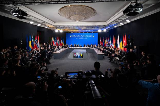 Ukrainian President Zelenskiy and EU leaders attend a meeting of 'Coalition of the Willing' in Kyiv