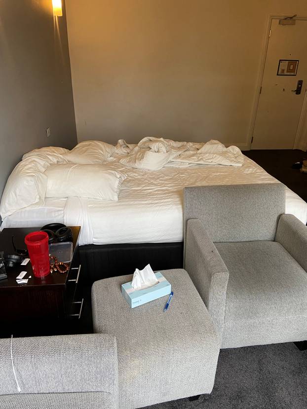 The inside of a bedroom at the Park Hotel where Serbian tennis player Novak Djokovic is believed to be held in Melbourne