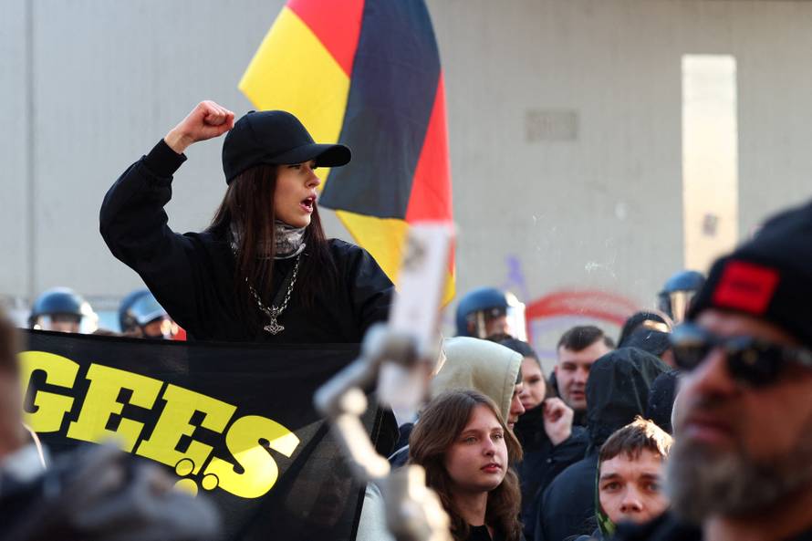 Right-wing protest in Friedrichshain district in Berlin