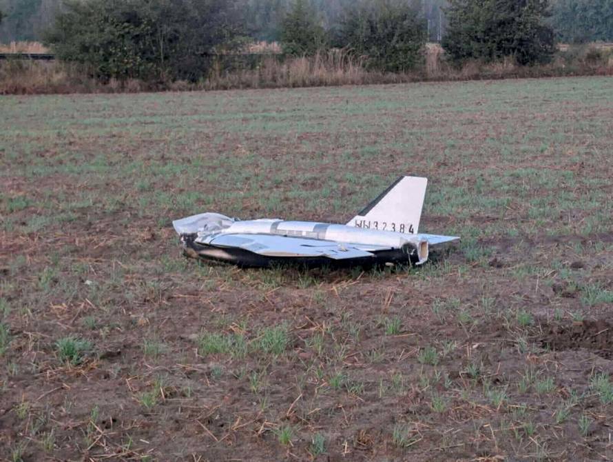 FILE PHOTO: A damaged drone lies after falling in the eastern Polish village of Czosnowka