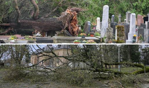 FOTO Pogledajte tu&zcaron;ne prizore s Mirogoja: Padala su stabla, o&scaron;te&cacute;eni su i mnogi grobovi