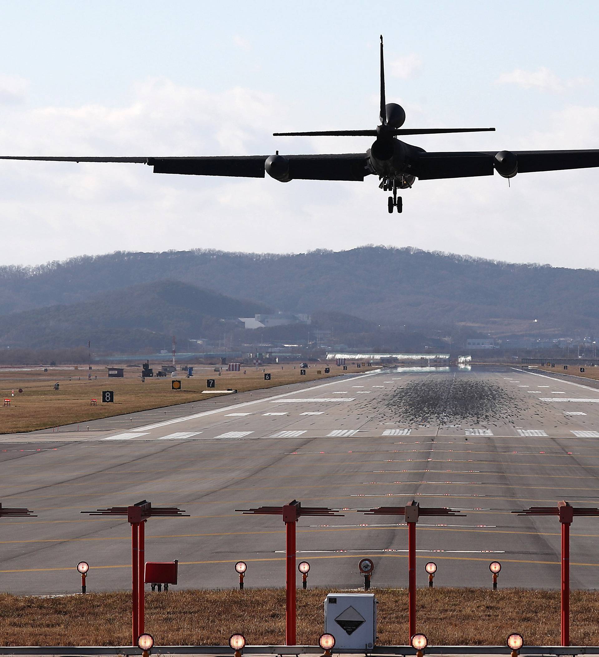 A U.S. Air Force U-2s spy plane lands at the Osan Air Base in Pyeongtaek