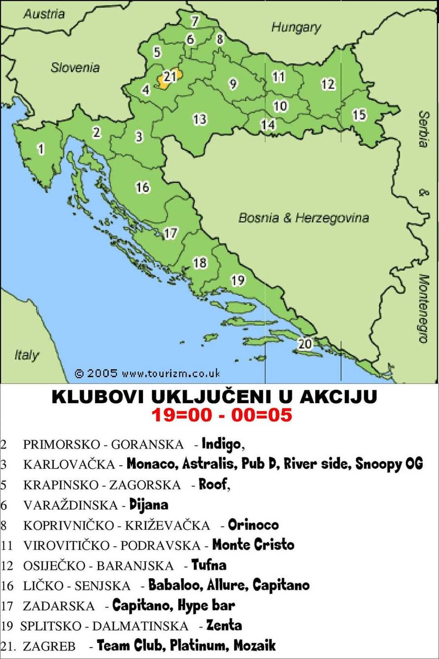 Akcija protiv Stožera: Danas i sutra klubovi rade od 19 do 24