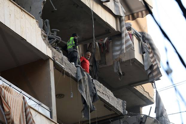 Aftermath of Israeli military strike in Beirut's southern suburbs
