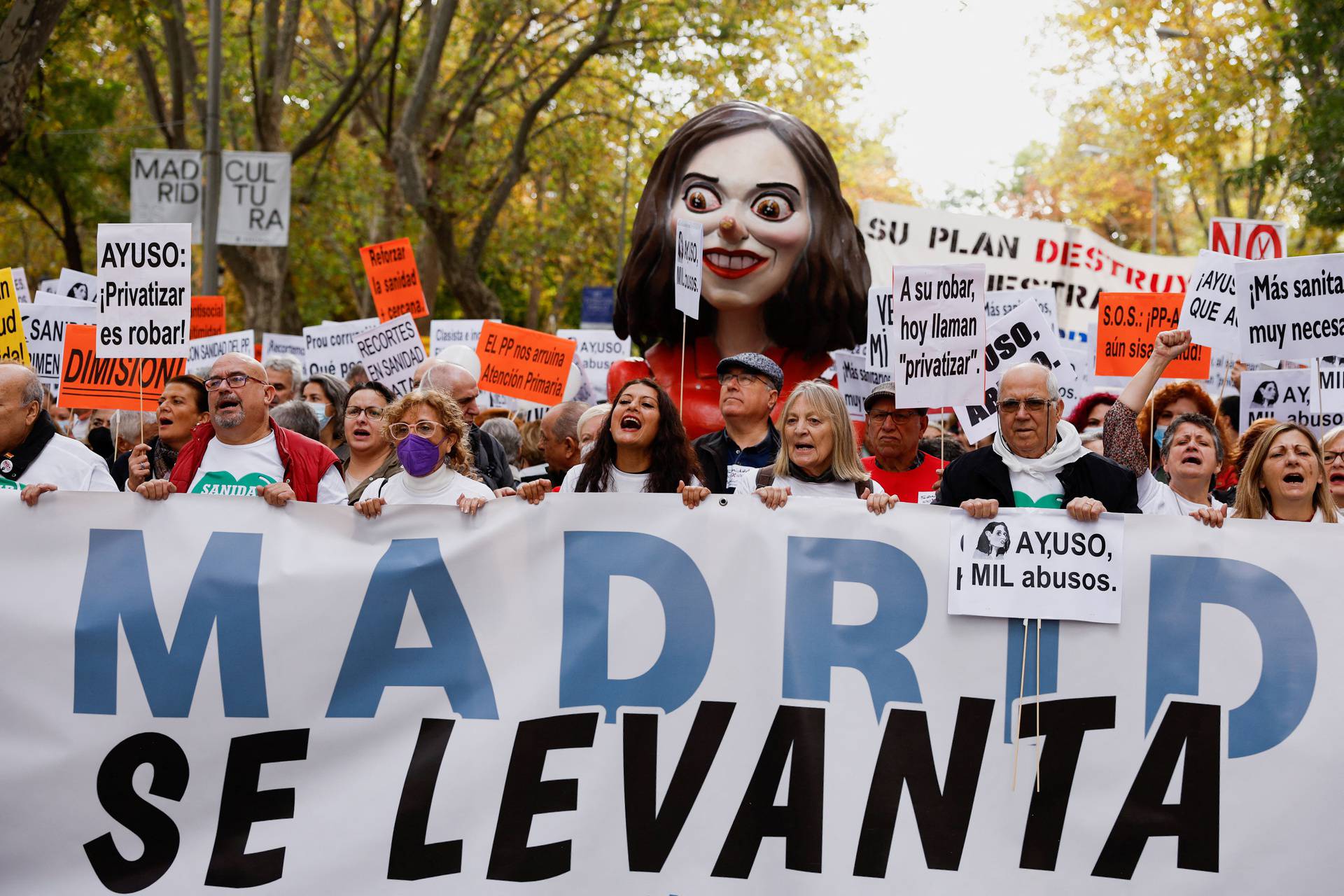 March against the public health care project, in Madrid