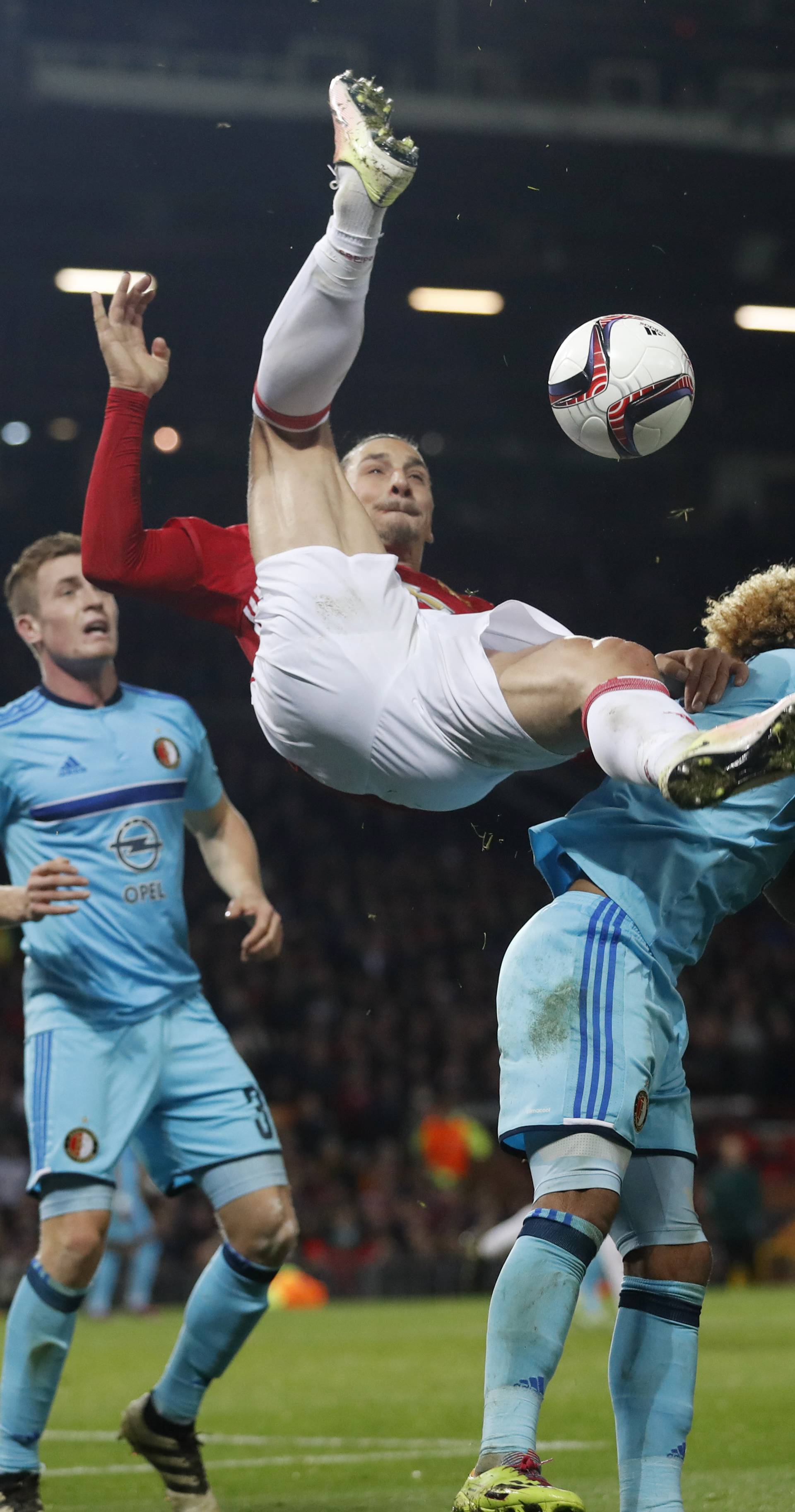 Manchester United's Zlatan Ibrahimovic attempts an overhead kick