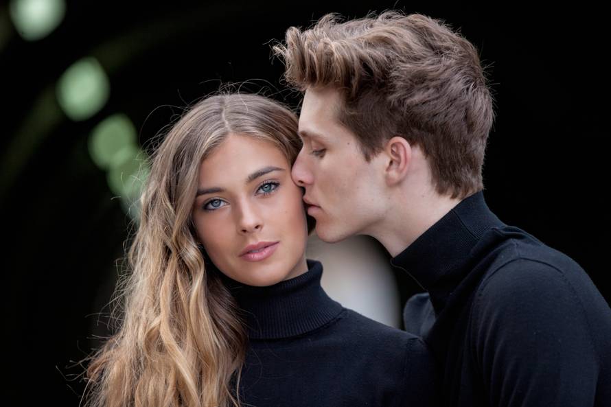 beautiful couple kissing