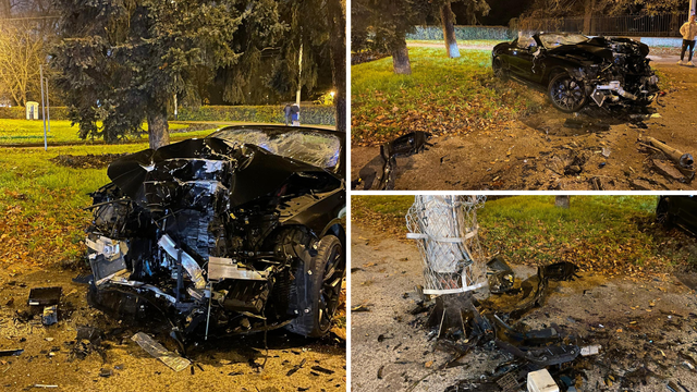 VIDEO Pogledajte scene užasa s Maksimira: BMW-om se zabio u stup, auto je totalno smrskan