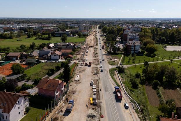 Napredak radova na Sarajevskoj cesti u Novom Zagrebu snimljen iz zraka