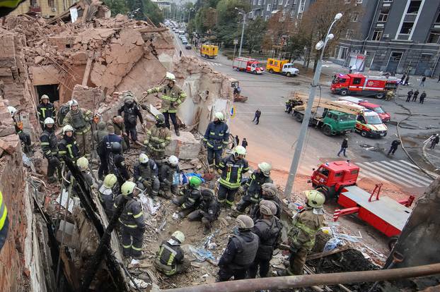 Aftermath of a Russian missile strike in Kharkiv