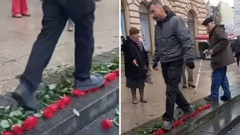 ODVRATNO! Na Trgu gazio ruže za ubijene žene. Vratio se  među klečavce. Policija ima snimku