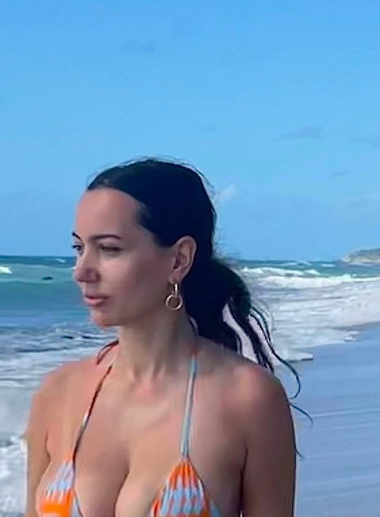European model Iva Kovacevic and Mariana Pierce show off their bikini bodies in the hot sun during birthday party in Puerto Rico