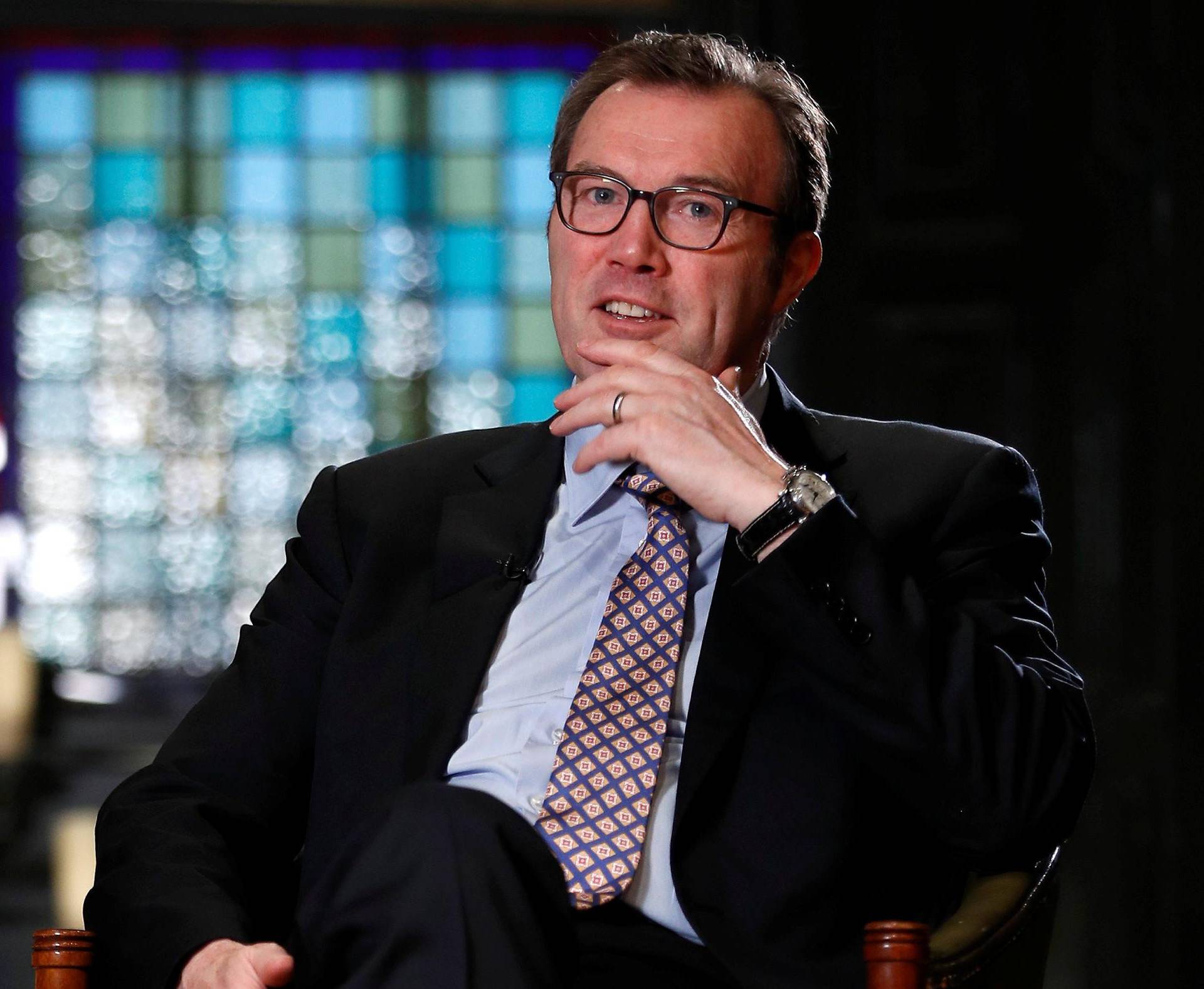 Royal biographer Andrew Morton speaks during an interview with Reuters journalists in London