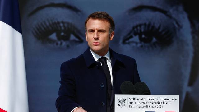 Ceremony to seal right to abortion in French constitution, on International Women's Day, in Paris