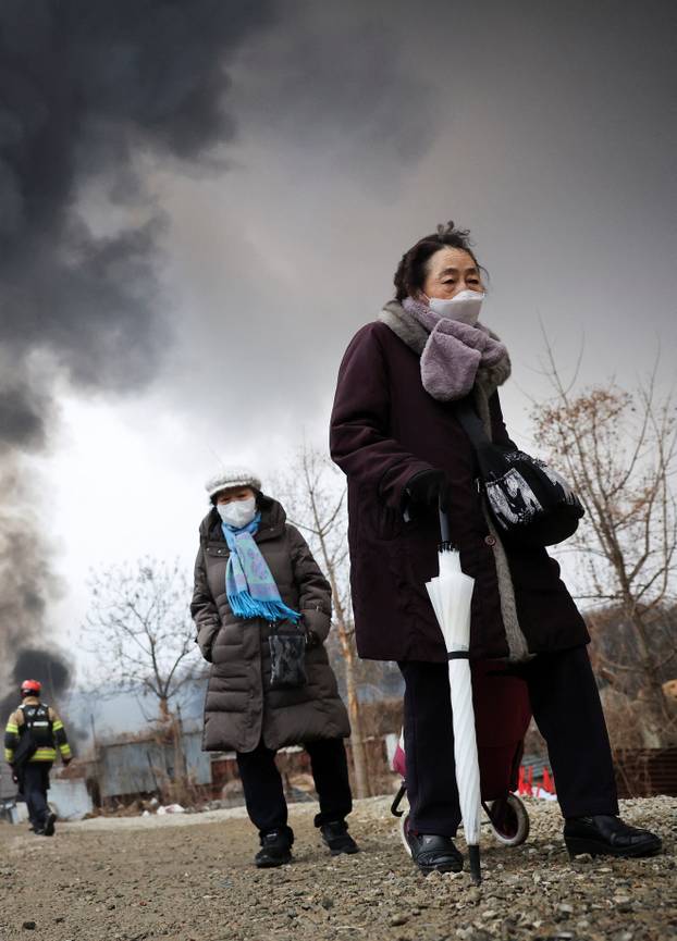 Fire at Guryong village, in Seoul