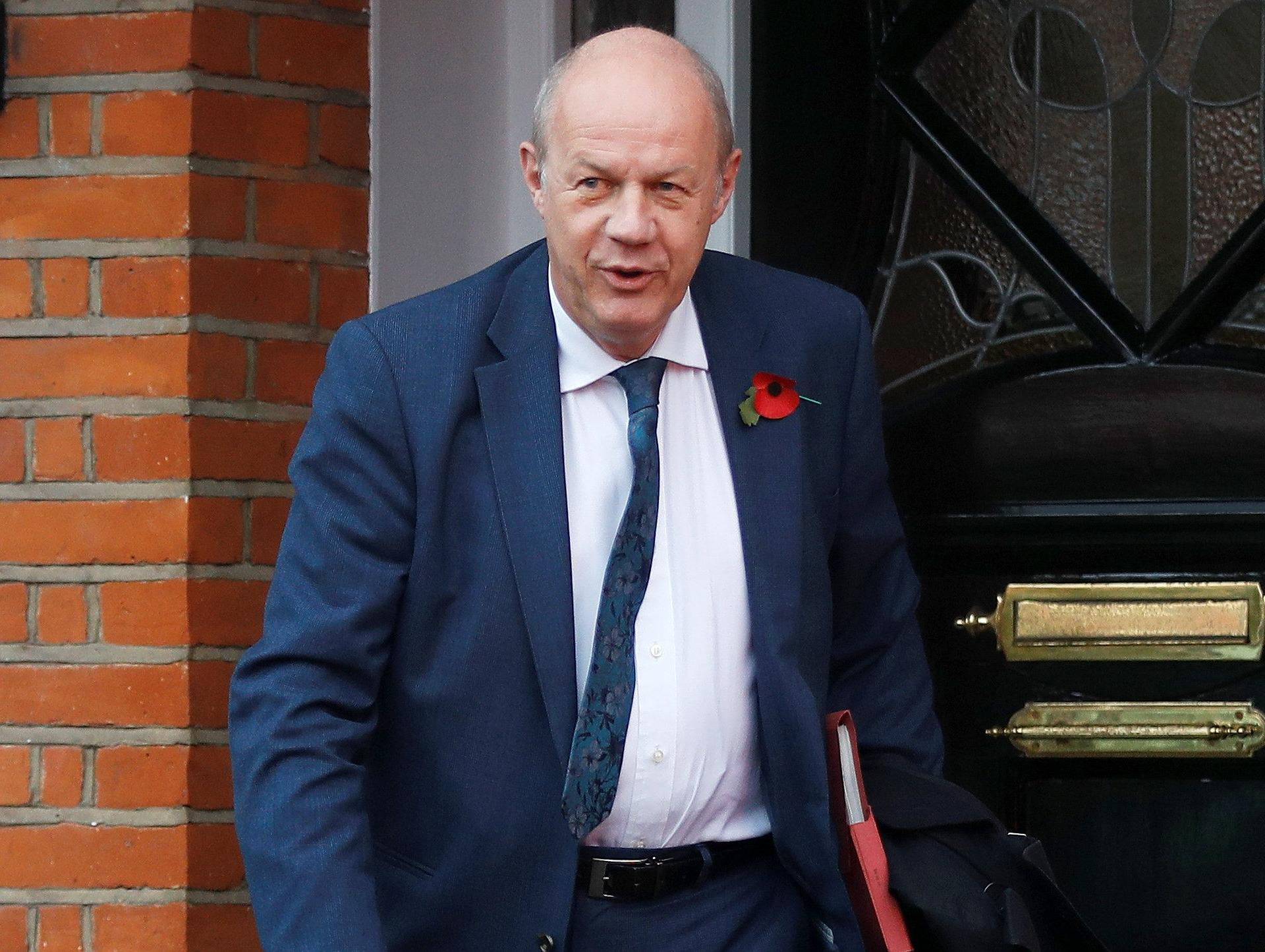 Damian Green, Britain's Prime Minister Theresa May's deputy, leaves his home in London