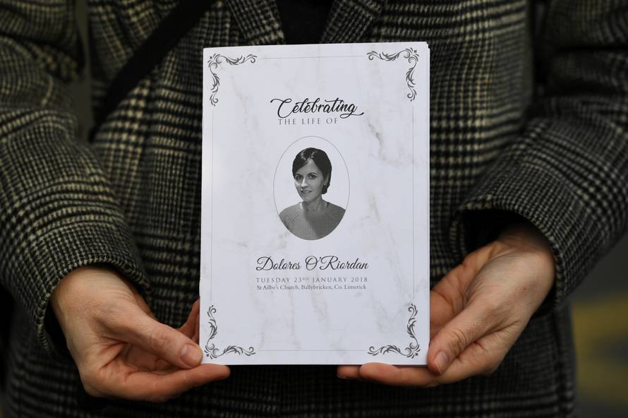 The order of service for Dolores O'Riordan, the singer of the Cranberries' funeral is held at St Ailbe's Church in Ballybricken