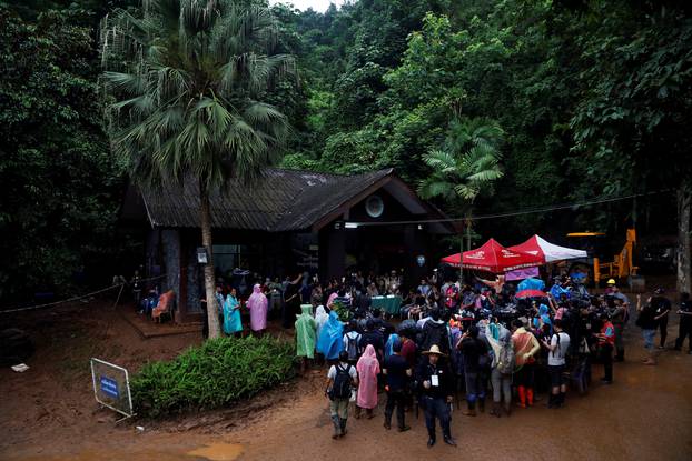 Narongsak Osottanakorn, governor of Chiang Rai province, addresses journalists near Tham Luang cave complex, as members of an under-16 soccer team and their coach have been found alive according to a local media report, in Chiang Rai