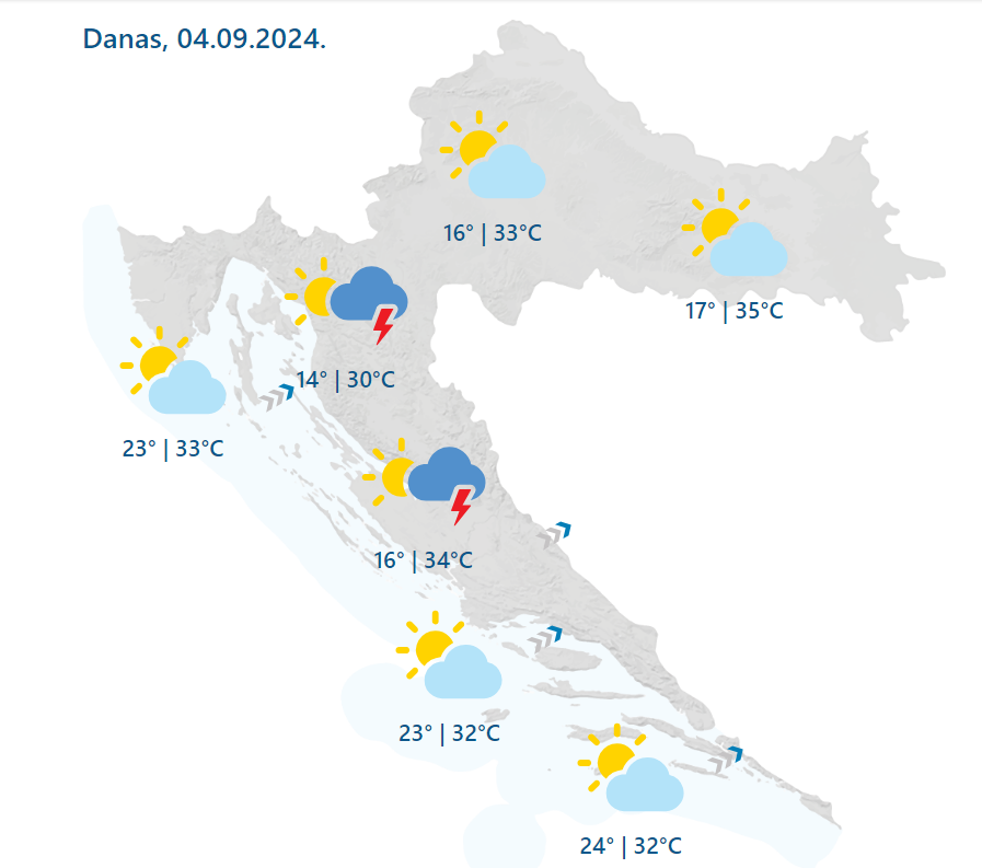 Stiže nevrijeme! Danas do 36°C, ali sutra žuti alarm zbog oluje