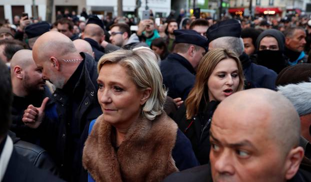Marine Le Pen, leader of the French far-righ Front National (FN) party, attends a gathering, organised by the CRIF Jewish organisation, in memory of Mireille Knoll, in Paris