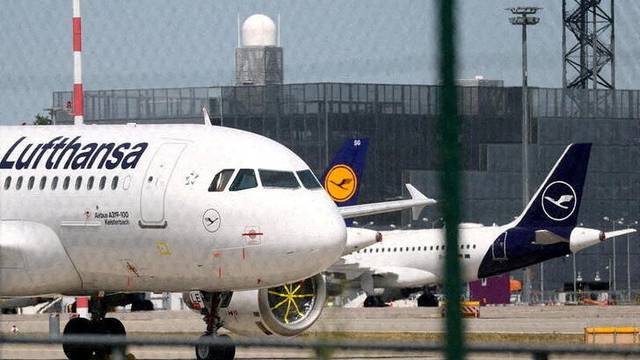 FILE PHOTO: Planes of German air carrier Lufthansa are parked at Frankfurt airport