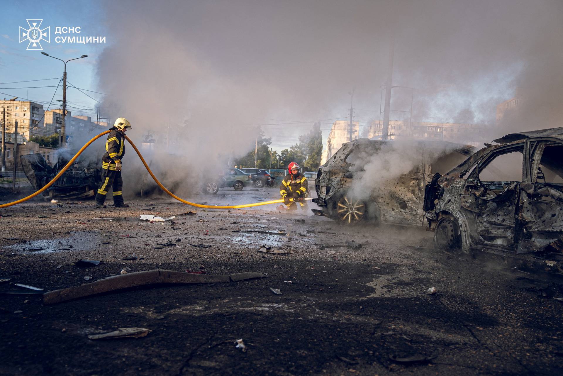 Aftermath of a Russian missile attack in Sumy