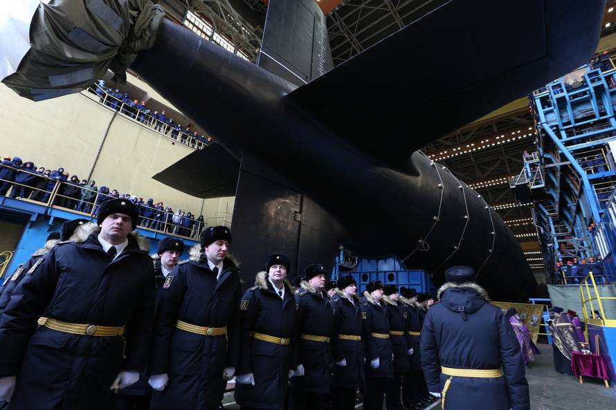 Kazan nuclear-powered attack submarine launches in Severodvinsk