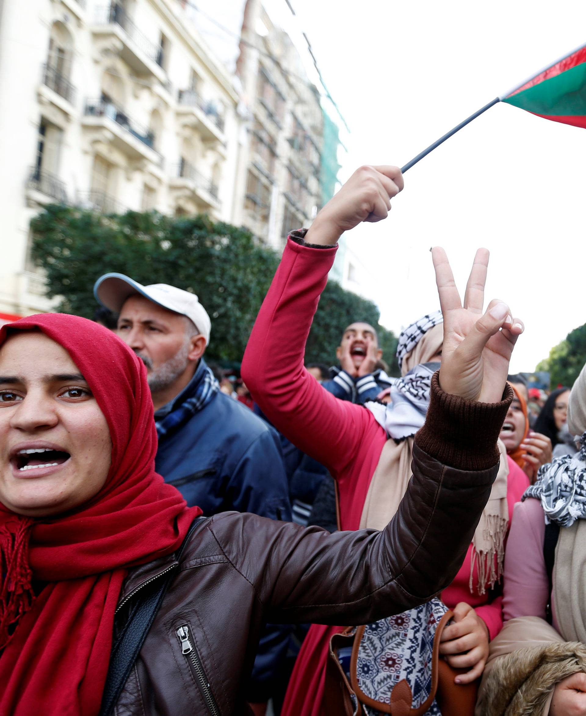Protesters chant slogans during a protest against U.S. President Donald Trump's decision to recognise Jerusalem as the capital of Israel, in Tunis