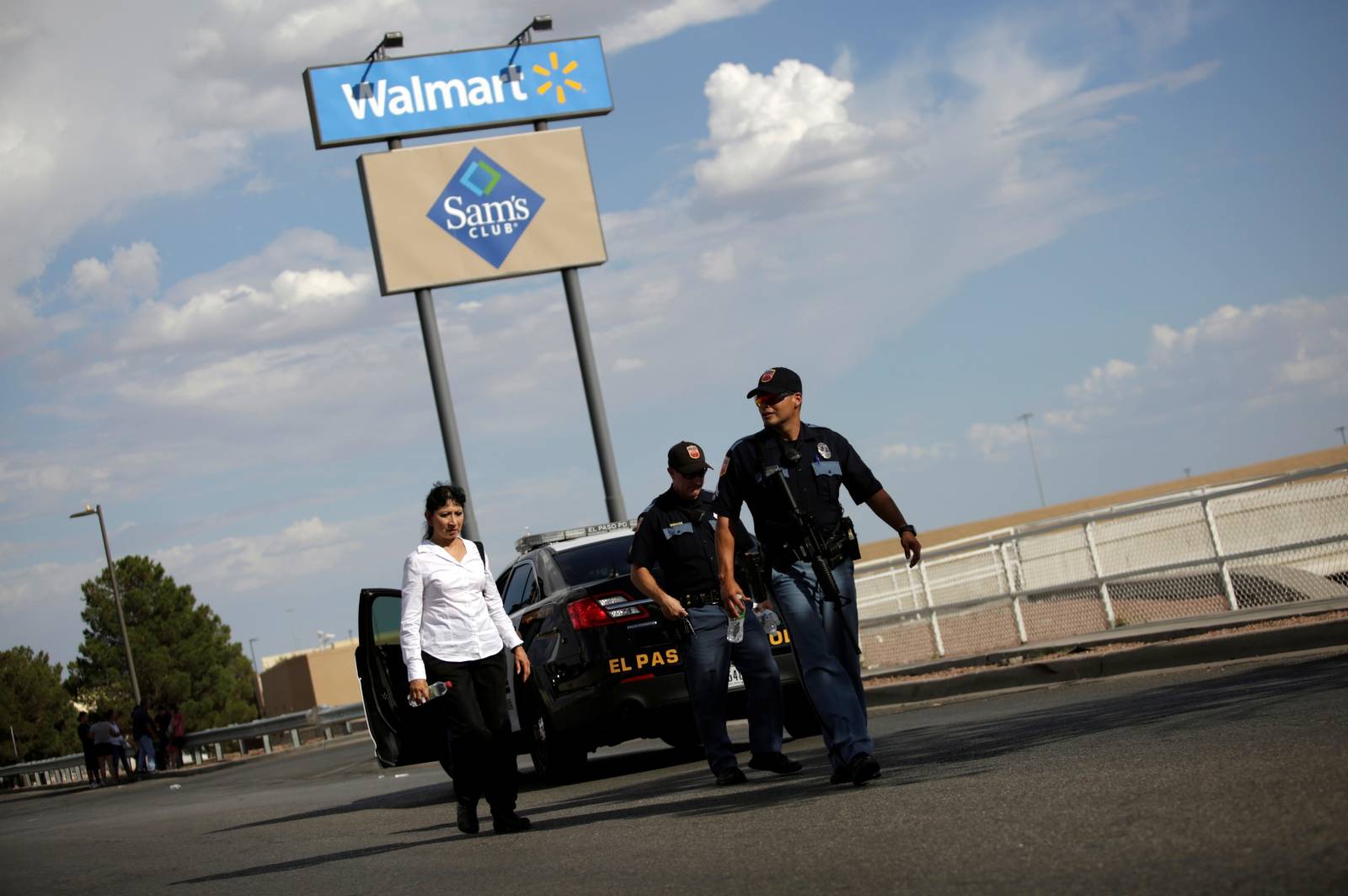 Police is seen after a mass shooting at a Walmart in El Paso