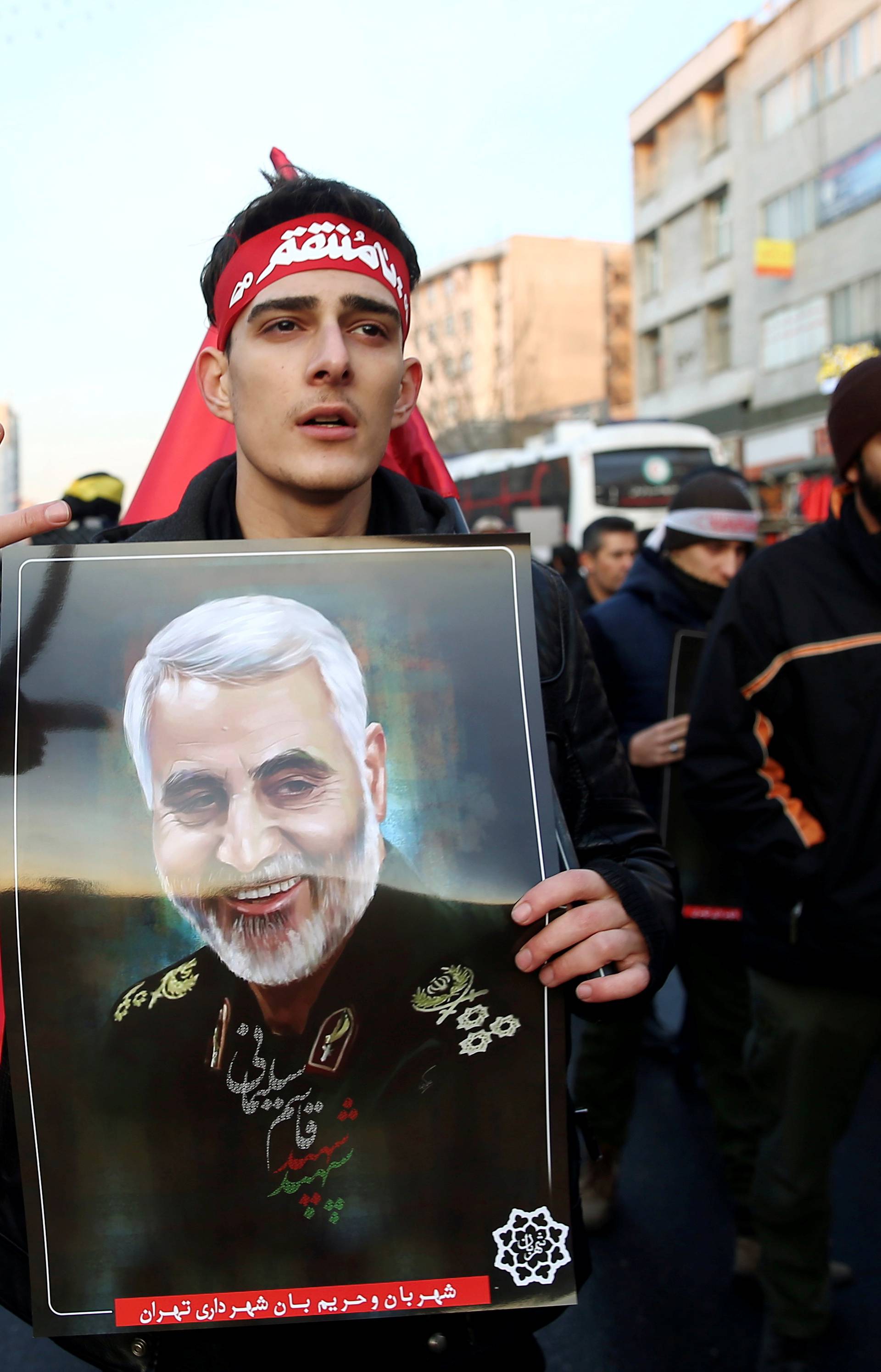 Funeral procession for Iranian Major-General Qassem Soleimani, head of the elite Quds Force, and Iraqi militia commander Abu Mahdi al-Muhandis, who were killed in an air strike at Baghdad airport, in Tehran