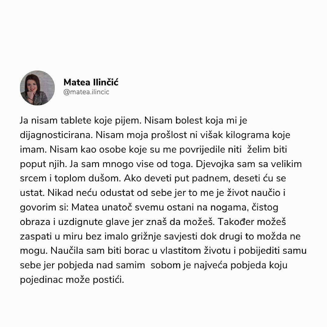 Matea Ilinčić iz 'Života na vagi': 'Ja nisam tablete koje pijem, ni bolest, puno sam više od toga'