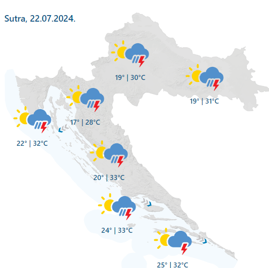 Iskoristite nedjelju za uživanje, sutra opet kiša s grmljavinom