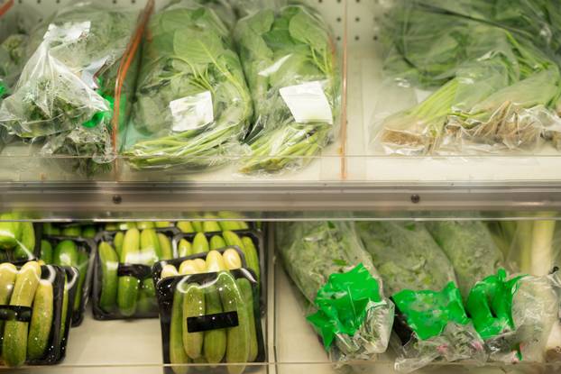 Vegetable on shelf in supermarket