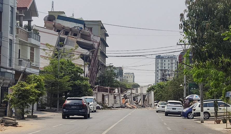 Aftermath of a strong earthquake in Myanmar