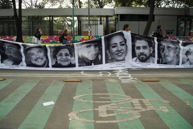 Protest march ahead of the opening match of the 2026 FIFA World Cup, in Mexico City