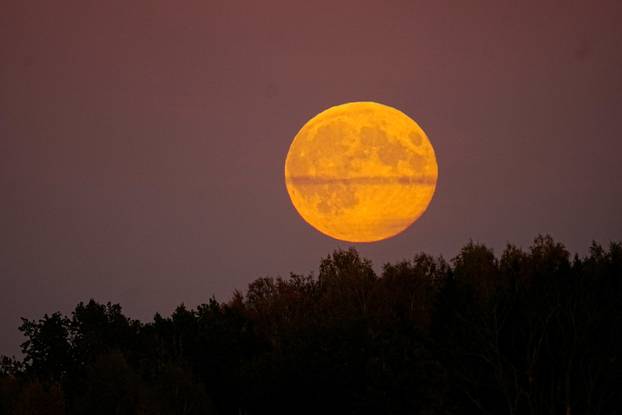 Supermoon known as Hunter's moon, rises in Liepupe
