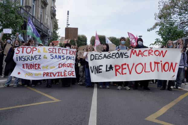French high school students protest in France