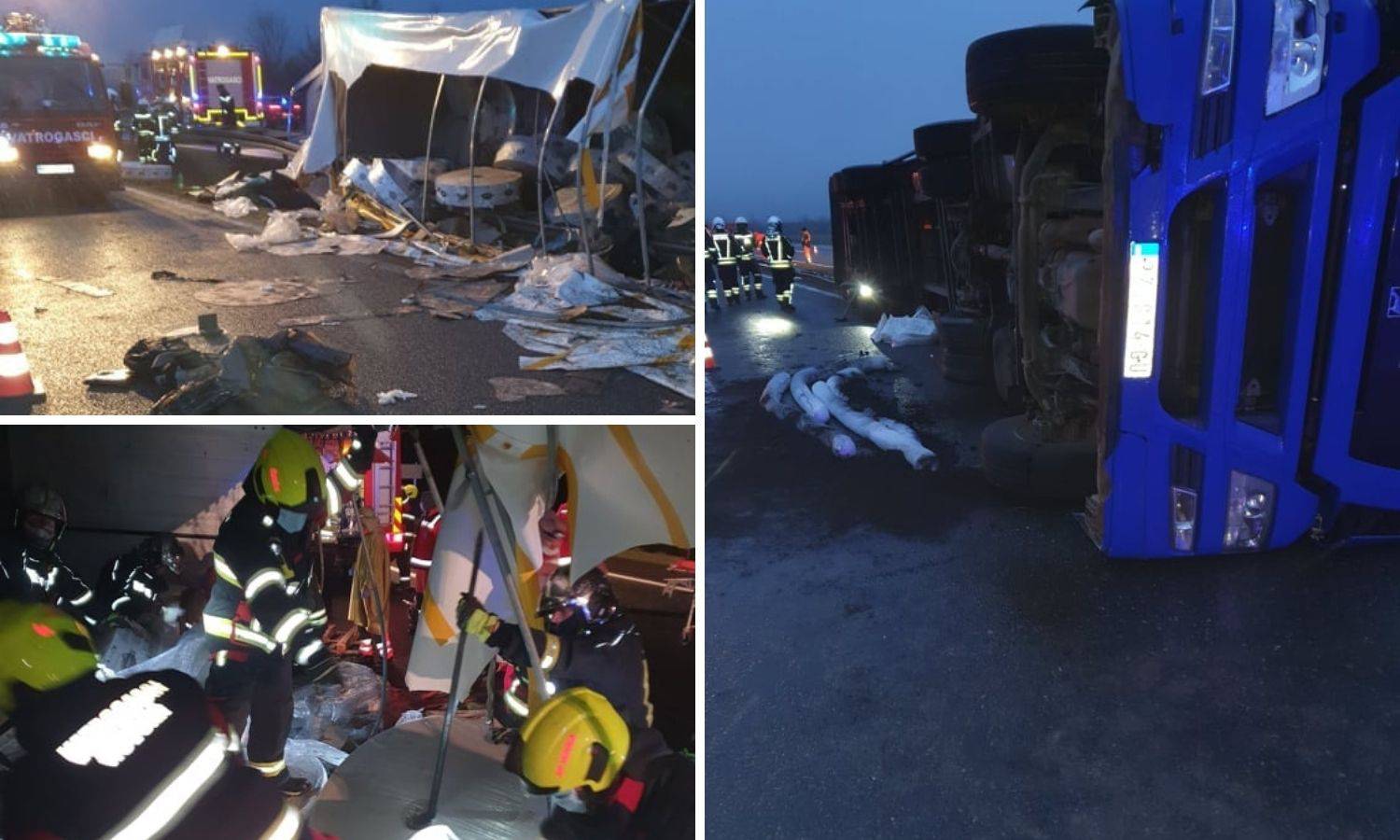 Kamion s migrantima prevrnuo se kod Okučana na A3, četvero mrtvih, jedan se bori za život