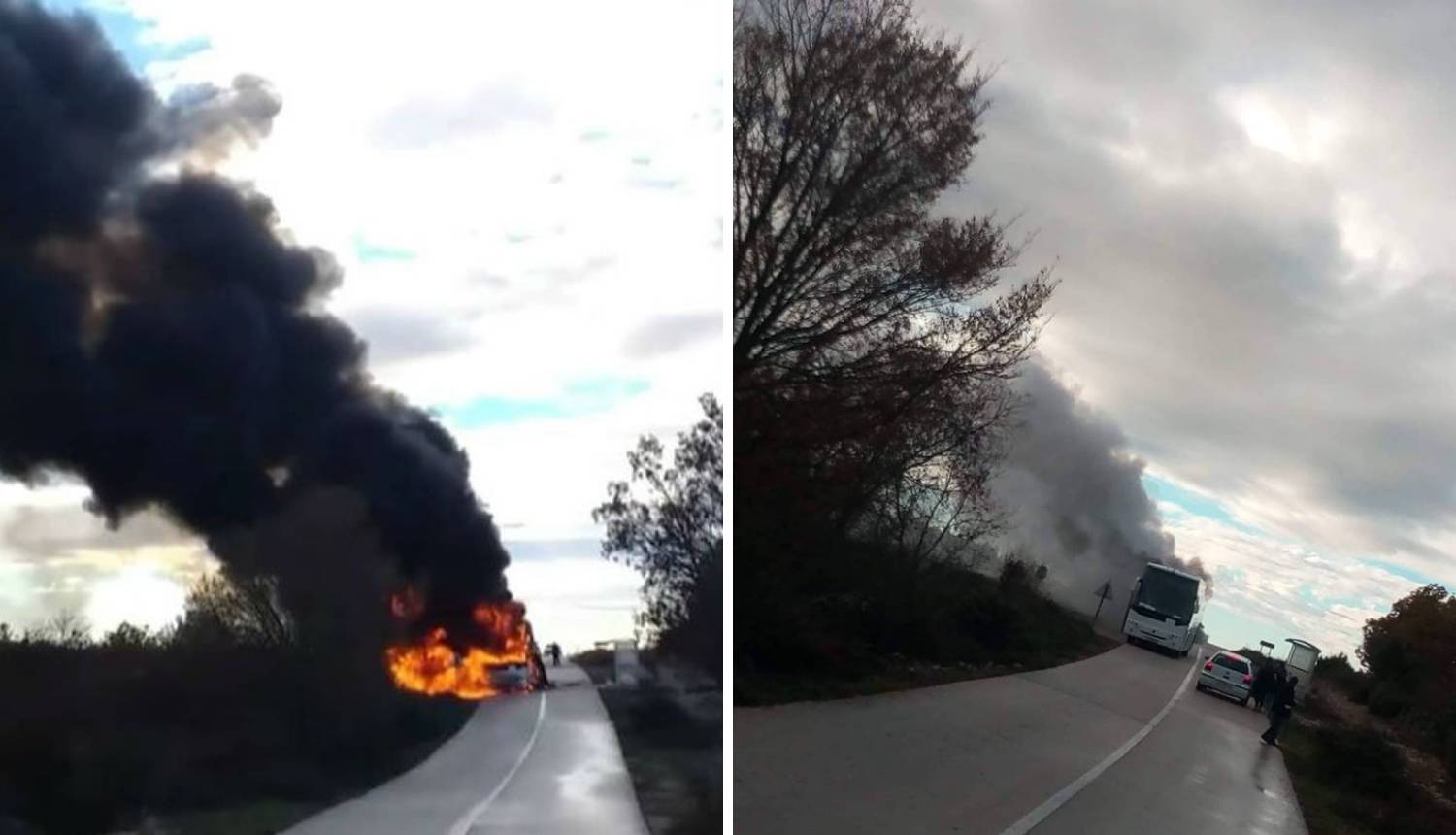 Kod Šibenika je planuo autobus u vožnji, nitko nije ozlijeđen