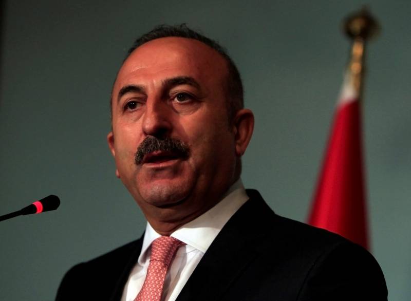 Turkish FM Cavusoglu speaks during a news conference at the Foreign Ministry in Islamabad