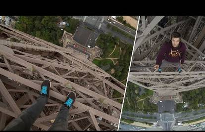 Vrtoglavica u Parizu: Goloruk se je popeo na Eiffelov toranj
