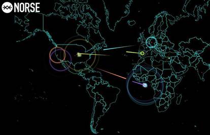 Ova karta prikazuje hakerske napade u stvarnom vremenu