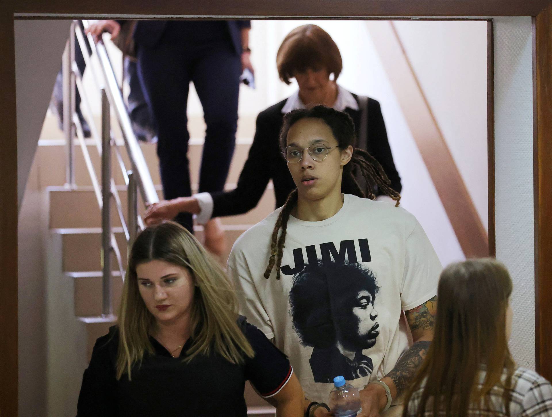 U.S. basketball player Brittney Griner attends a court hearing in Khimki