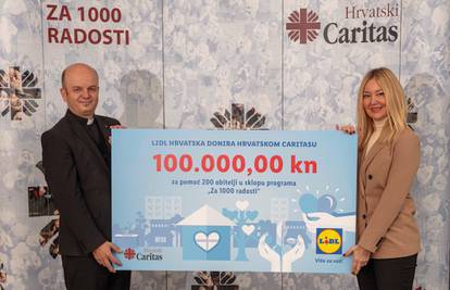 Lidl je donirao 100.000 kuna Caritasu u Hrvatskoj: Ova će donacija pomoći 200 obitelji